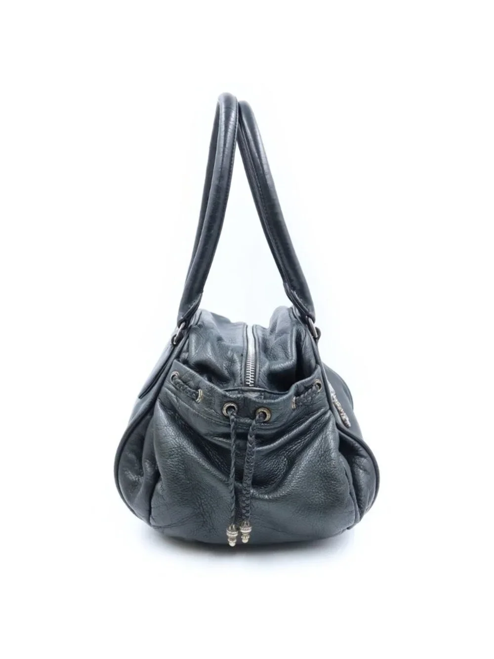 Chrome Hearts Sqrry JO Fili SM Scrooly Filigree Cross Leather Handbag Black